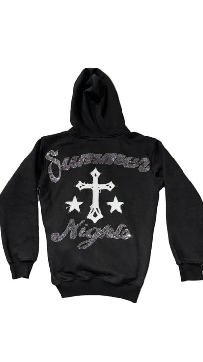 Classic Rhinestone Zip Up Hoodie