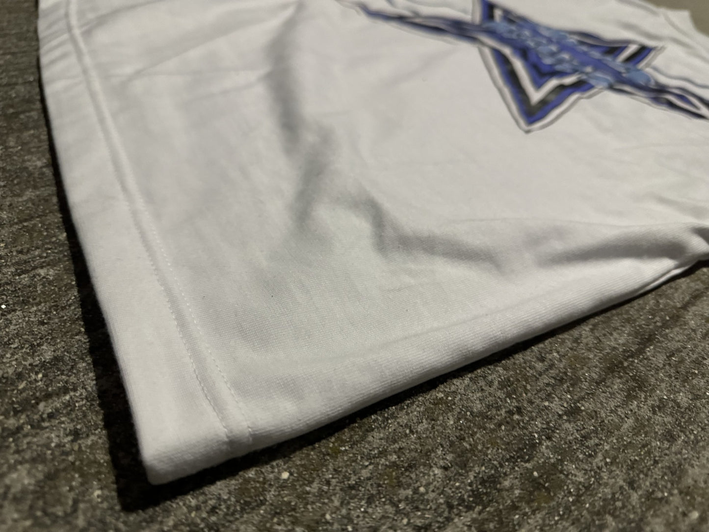 Summer Nights Star Logo Cropped Graphic Tee - Blue & White - Casual T-Shirt for Men & Women